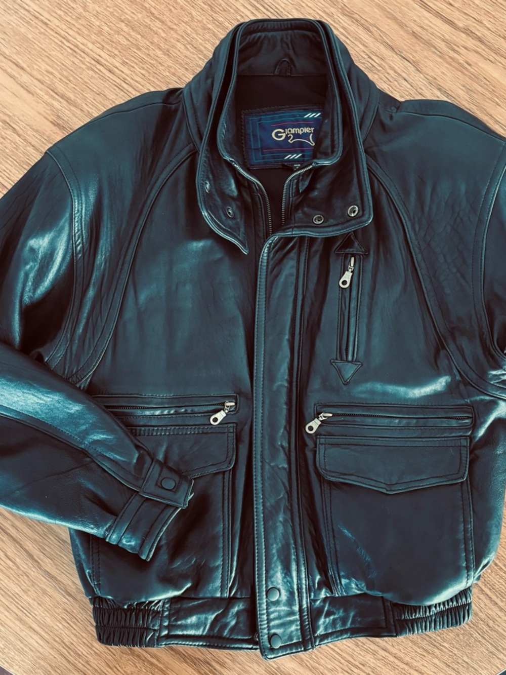 Vintage Men's Black Leather Bomber Jacket